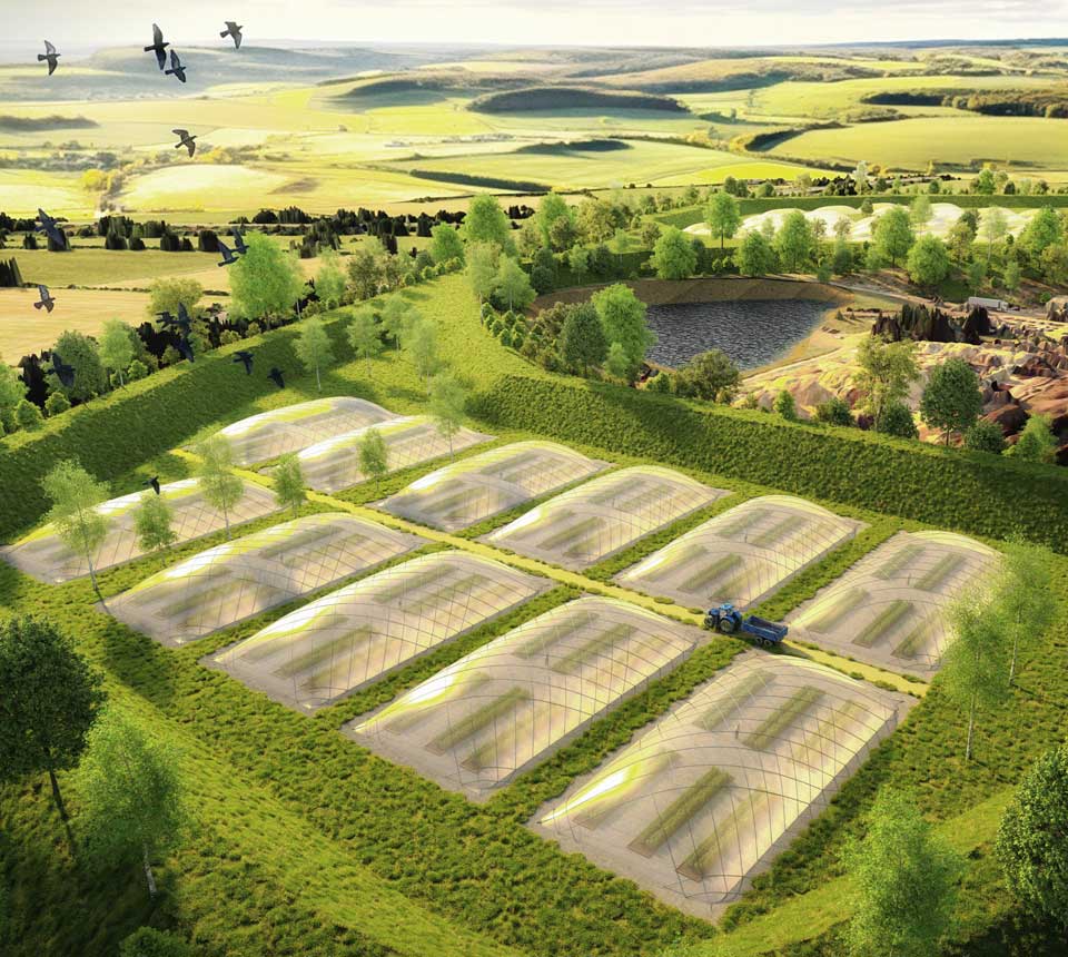 Birds eye view of growing domes